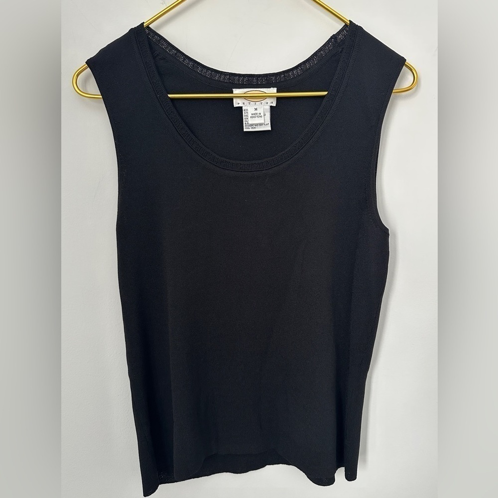 Vintage Talbots Petites Black Sleeveless Elegant Knit Stretch Top Women’s Sz MP
